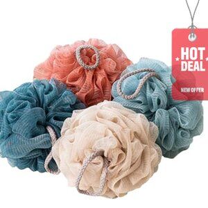 Set of 4 Bath Shower Loofah Sponge Mesh Ball Skin Exfoliator